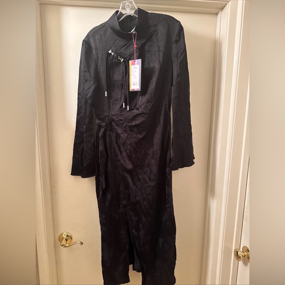 MUKZIN Linglong "Joyful Phoenix"  Chinese-Style Jacquard High-Slit  dress sz m - Picture 3 of 12